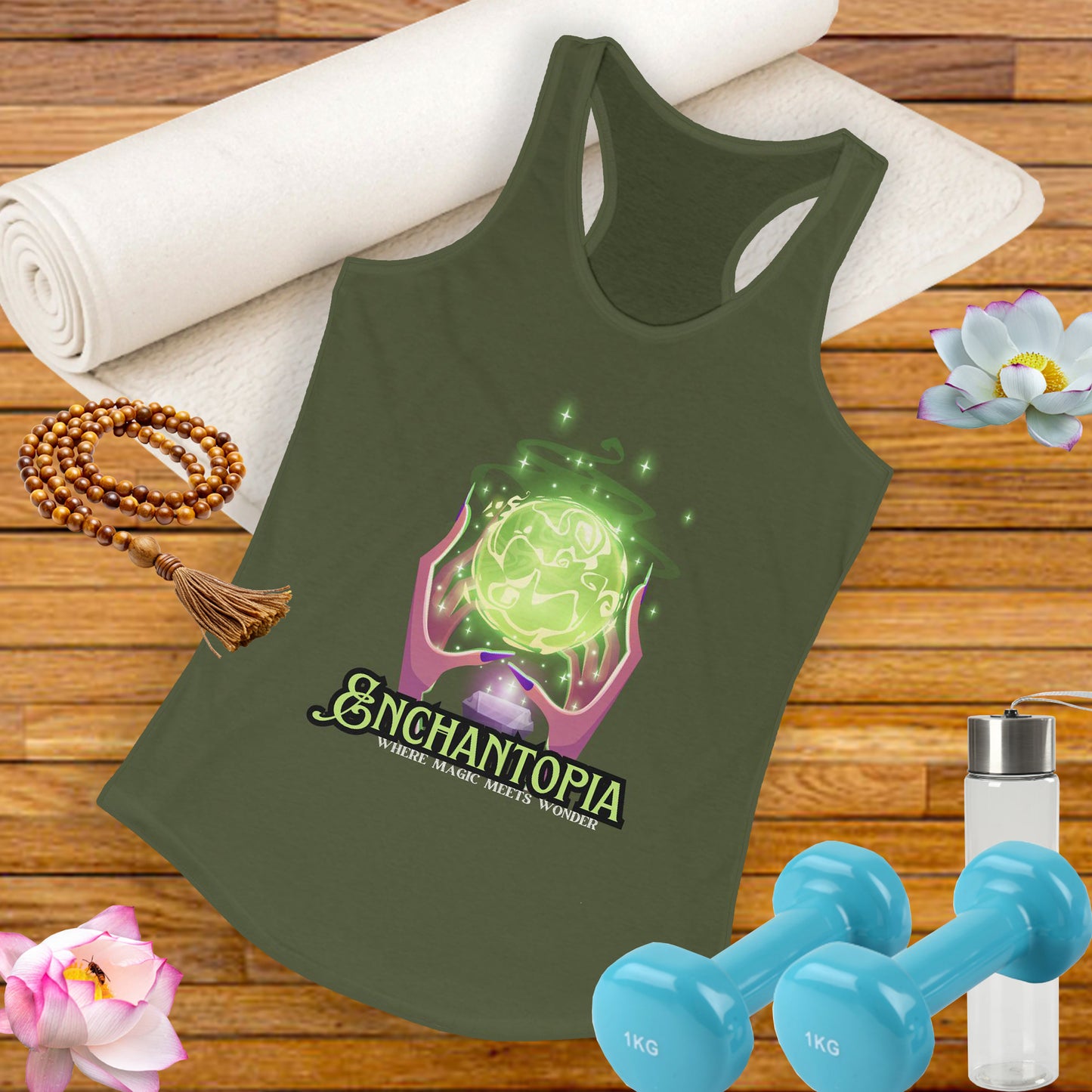 "Enchantopia" - Where Magic Meets Wonder" Racerback Tank | Mystical Crystal Ball Design