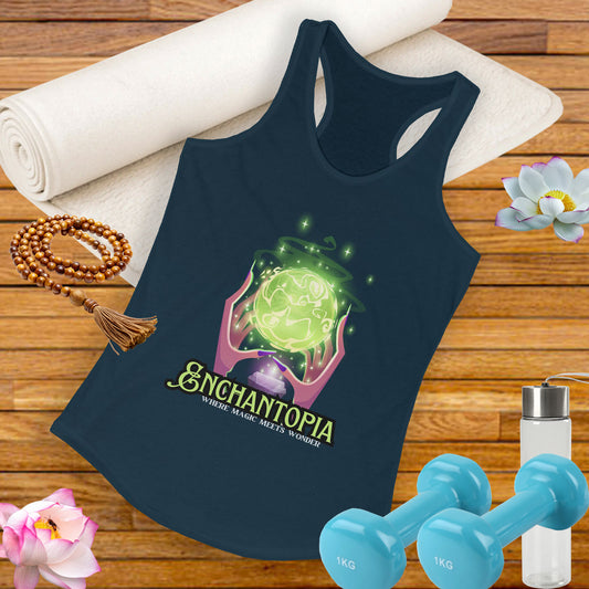 "Enchantopia" - Where Magic Meets Wonder" Racerback Tank | Mystical Crystal Ball Design