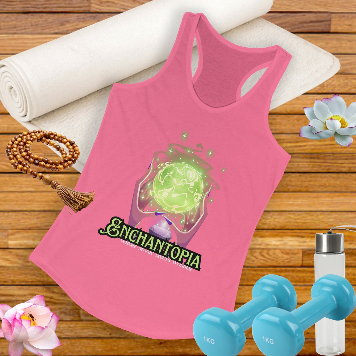 "Enchantopia" - Where Magic Meets Wonder" Racerback Tank | Mystical Crystal Ball Design