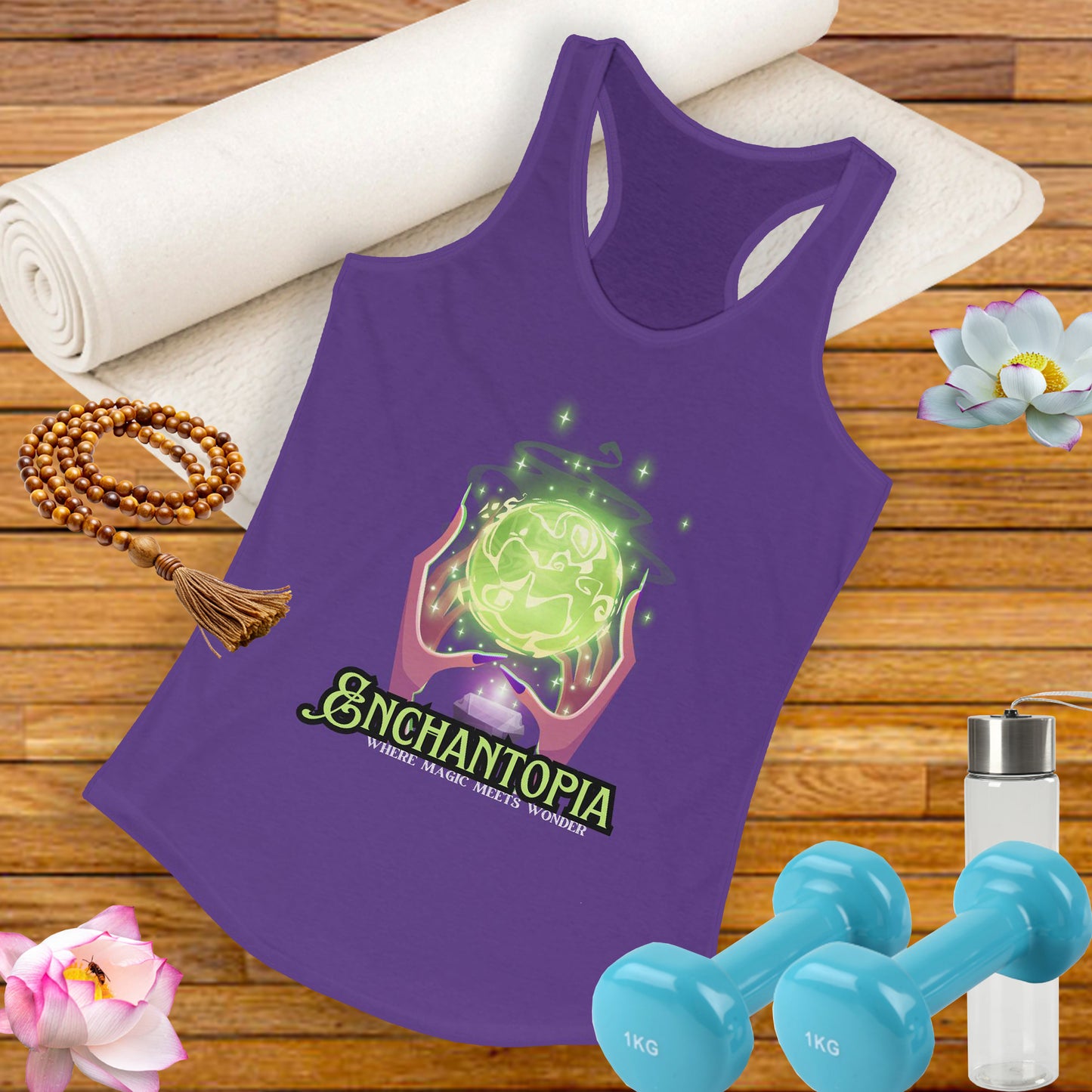 "Enchantopia" - Where Magic Meets Wonder" Racerback Tank | Mystical Crystal Ball Design