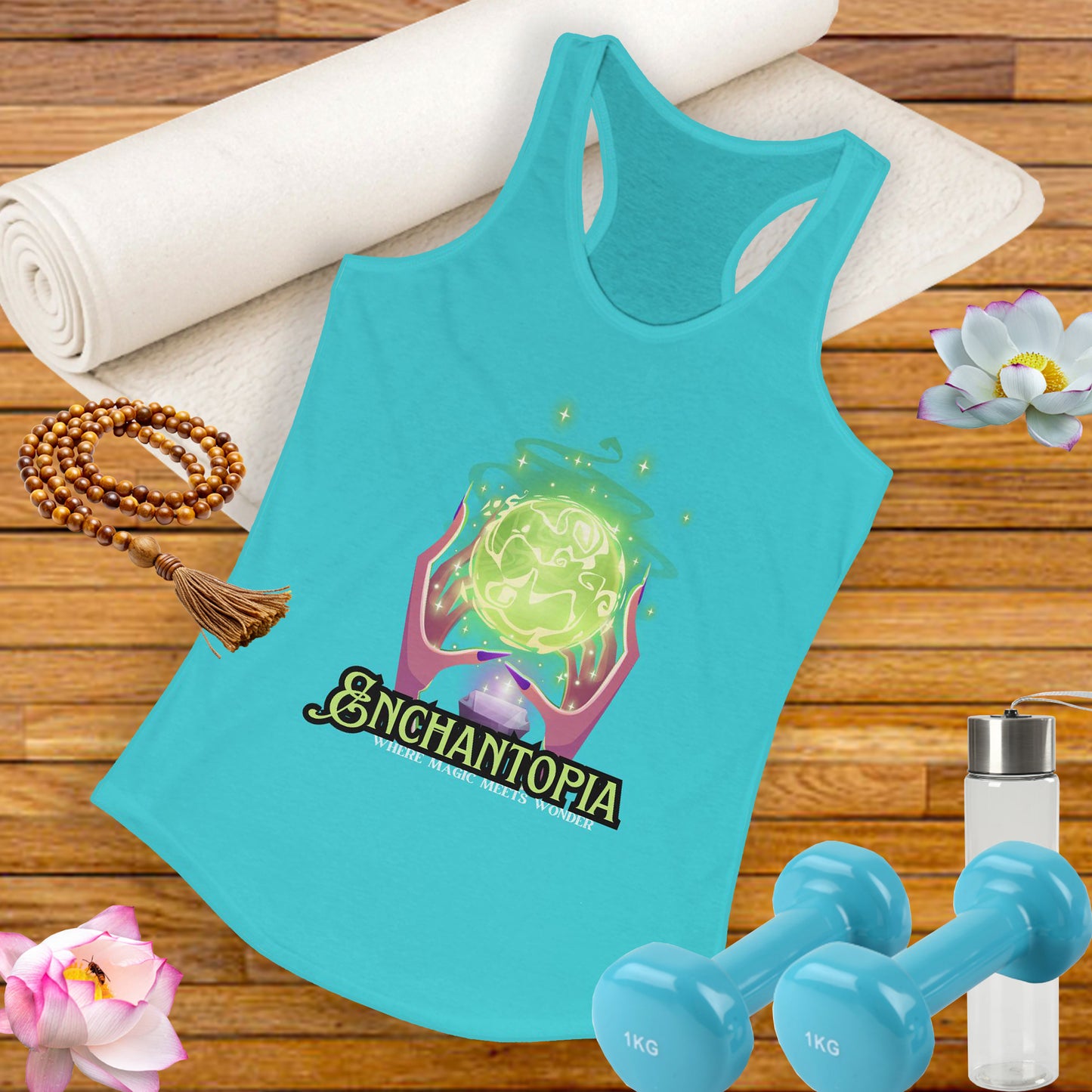 "Enchantopia" - Where Magic Meets Wonder" Racerback Tank | Mystical Crystal Ball Design