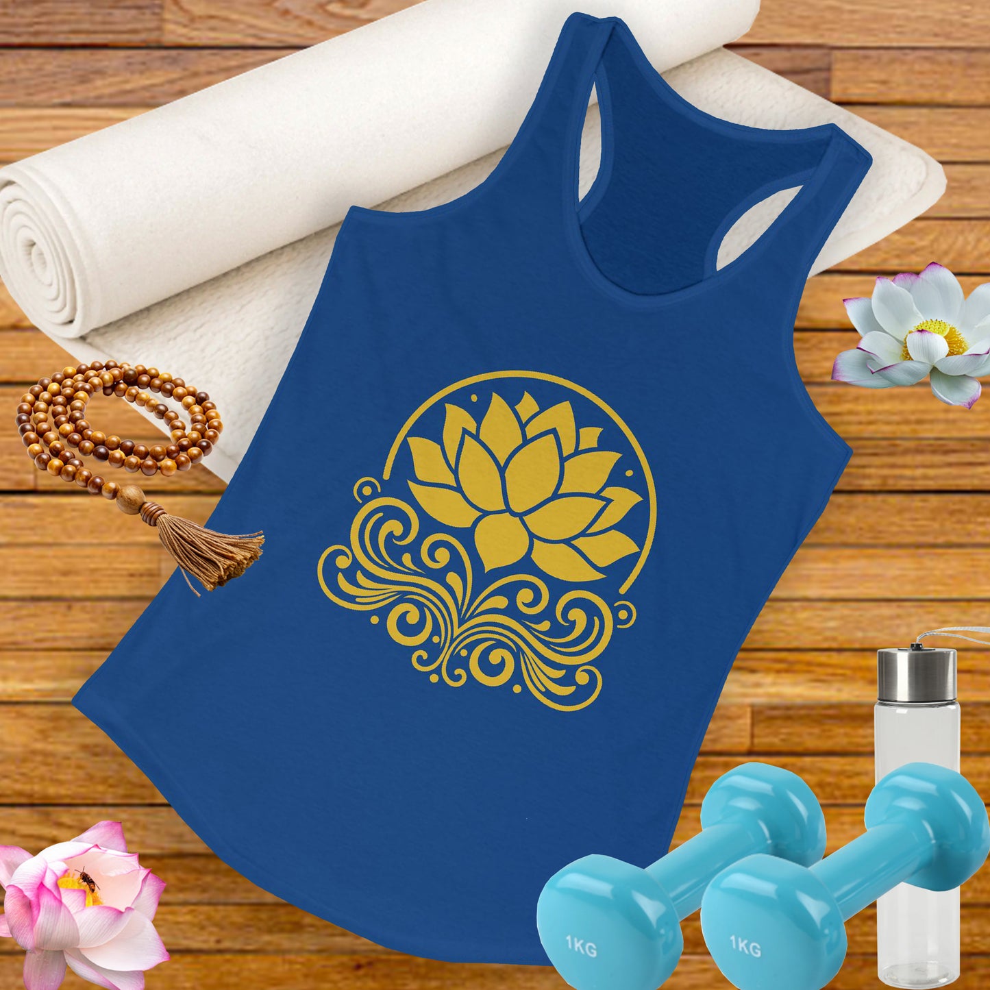 Golden Lotus Racerback Tank - Radiate Grace & Strength