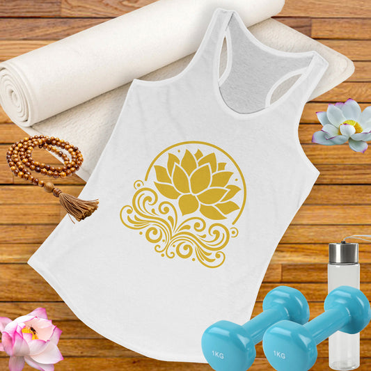 Golden Lotus Racerback Tank - Radiate Grace & Strength