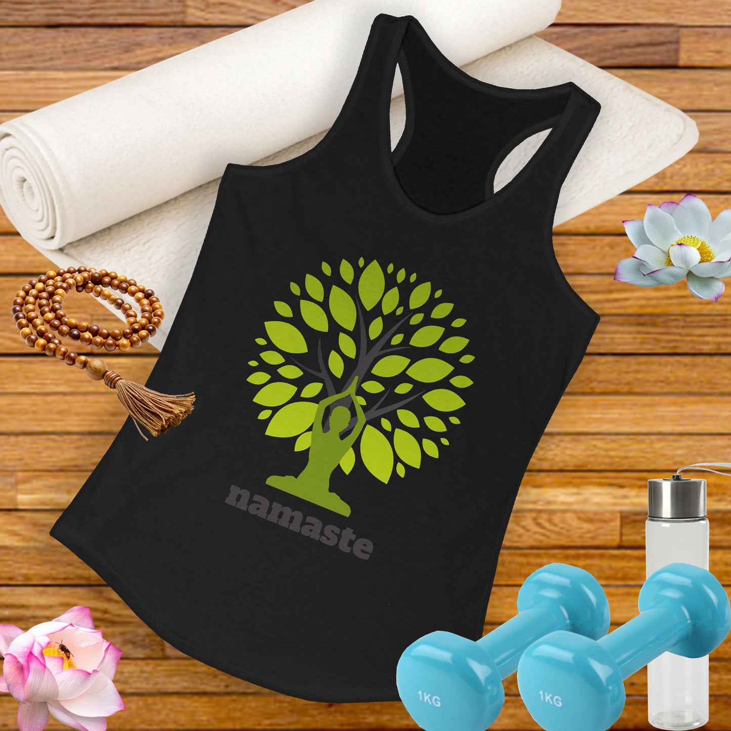 Namaste in Nature Racerback Tank – Rooted in Peace, Moved by Breath