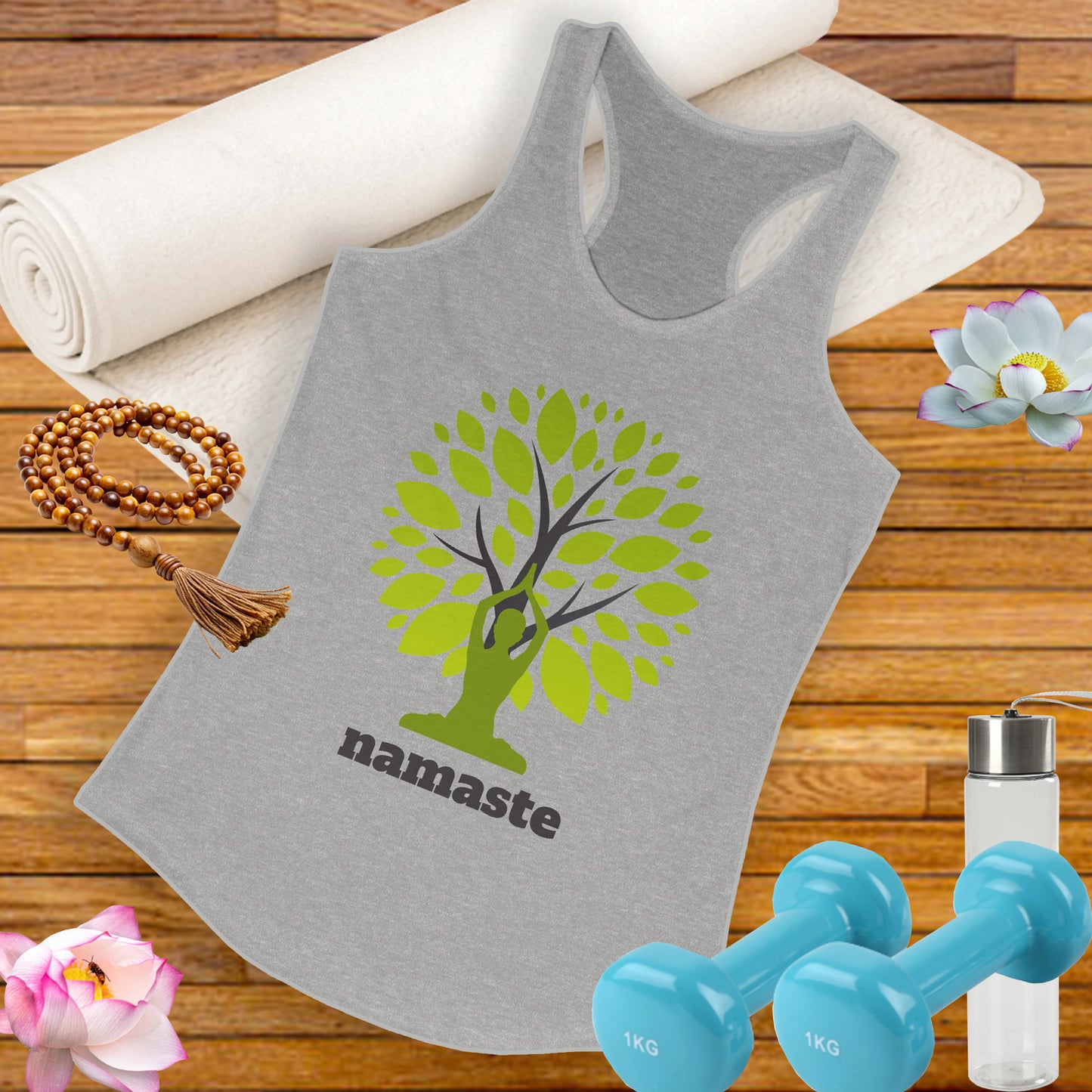 Namaste in Nature Racerback Tank – Rooted in Peace, Moved by Breath