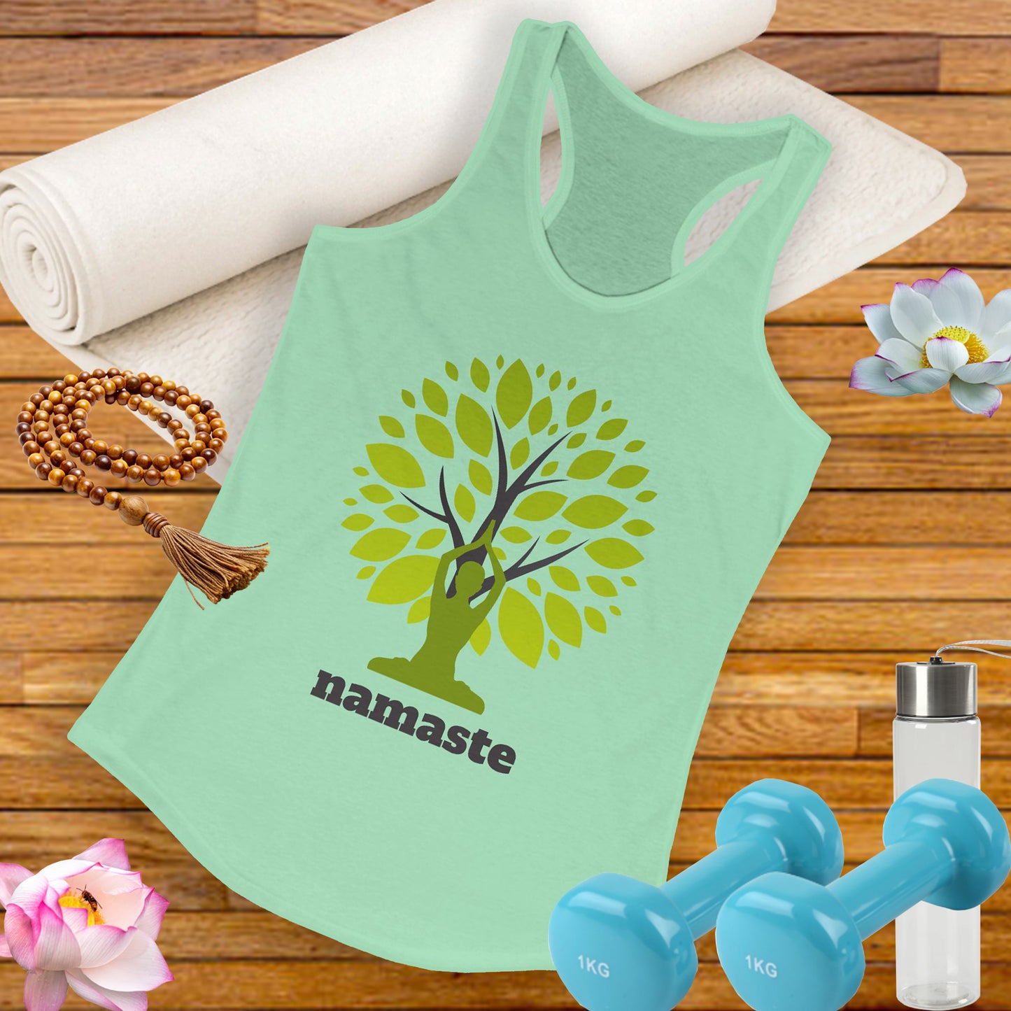 Namaste in Nature Racerback Tank – Rooted in Peace, Moved by Breath