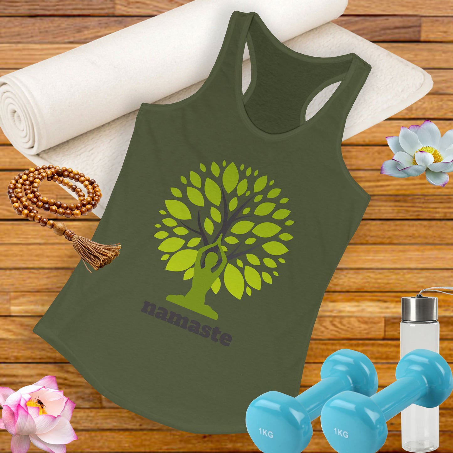 Namaste in Nature Racerback Tank – Rooted in Peace, Moved by Breath