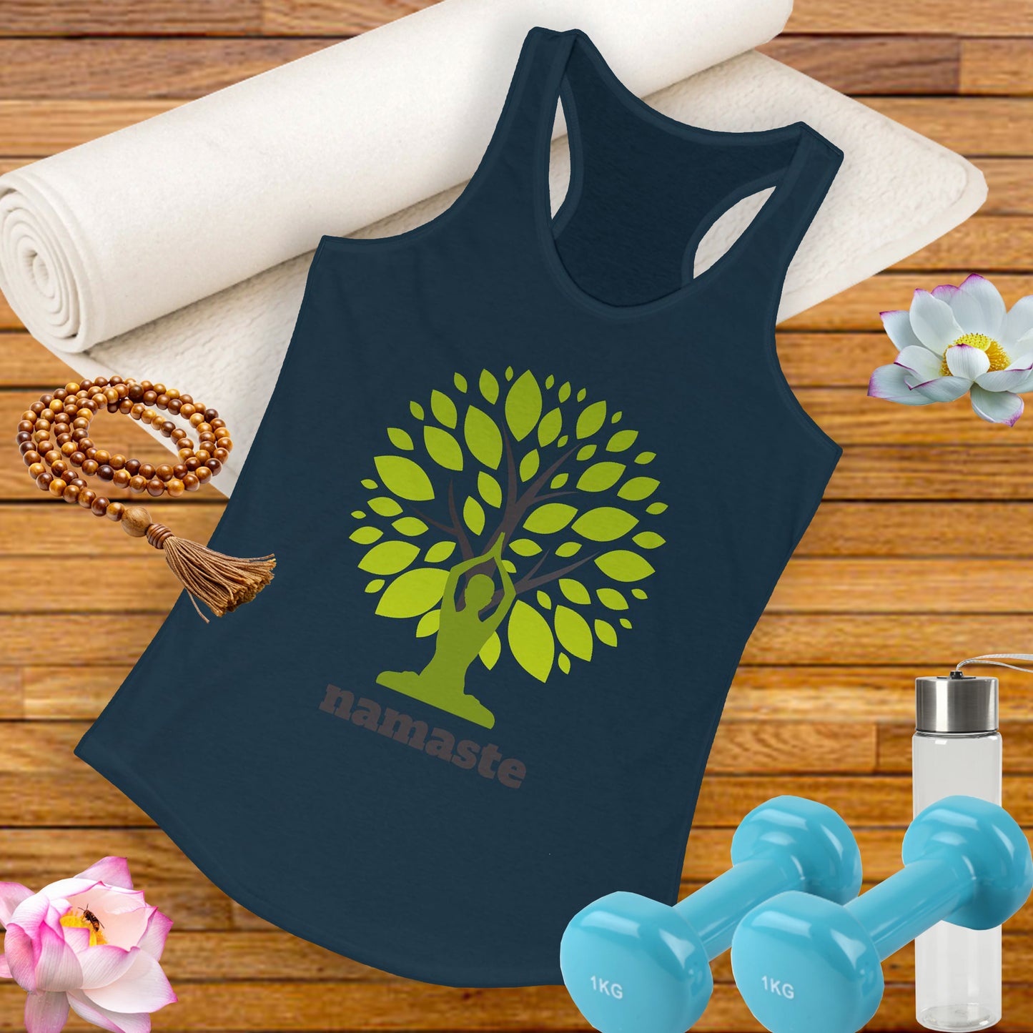 Namaste in Nature Racerback Tank – Rooted in Peace, Moved by Breath