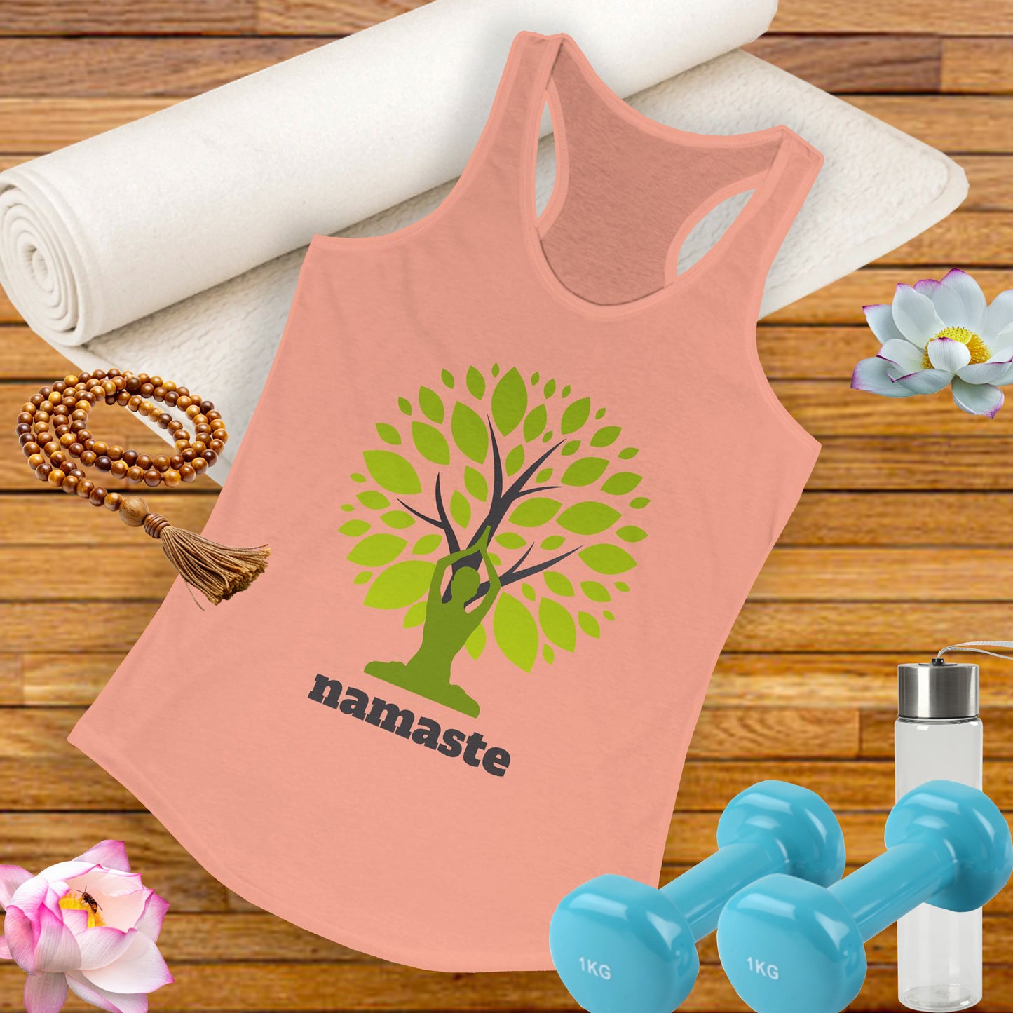 Namaste in Nature Racerback Tank – Rooted in Peace, Moved by Breath