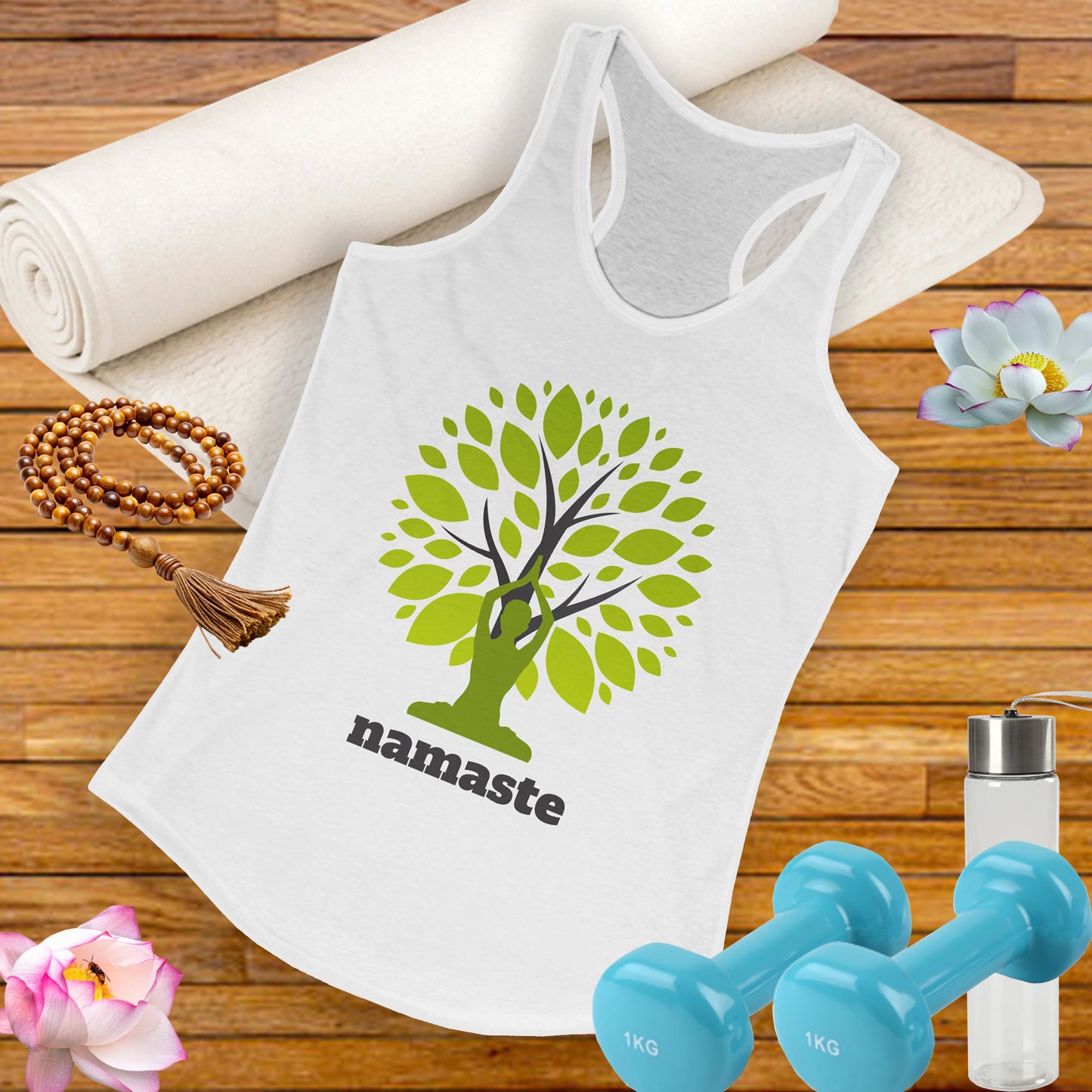 Namaste in Nature Racerback Tank – Rooted in Peace, Moved by Breath