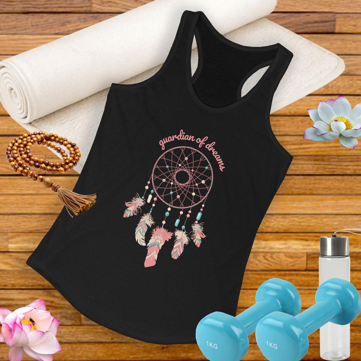 “Guardian of Dreams” Dreamcatcher Racerback Tank - BOHO-Chic Women’s Top for Active Souls