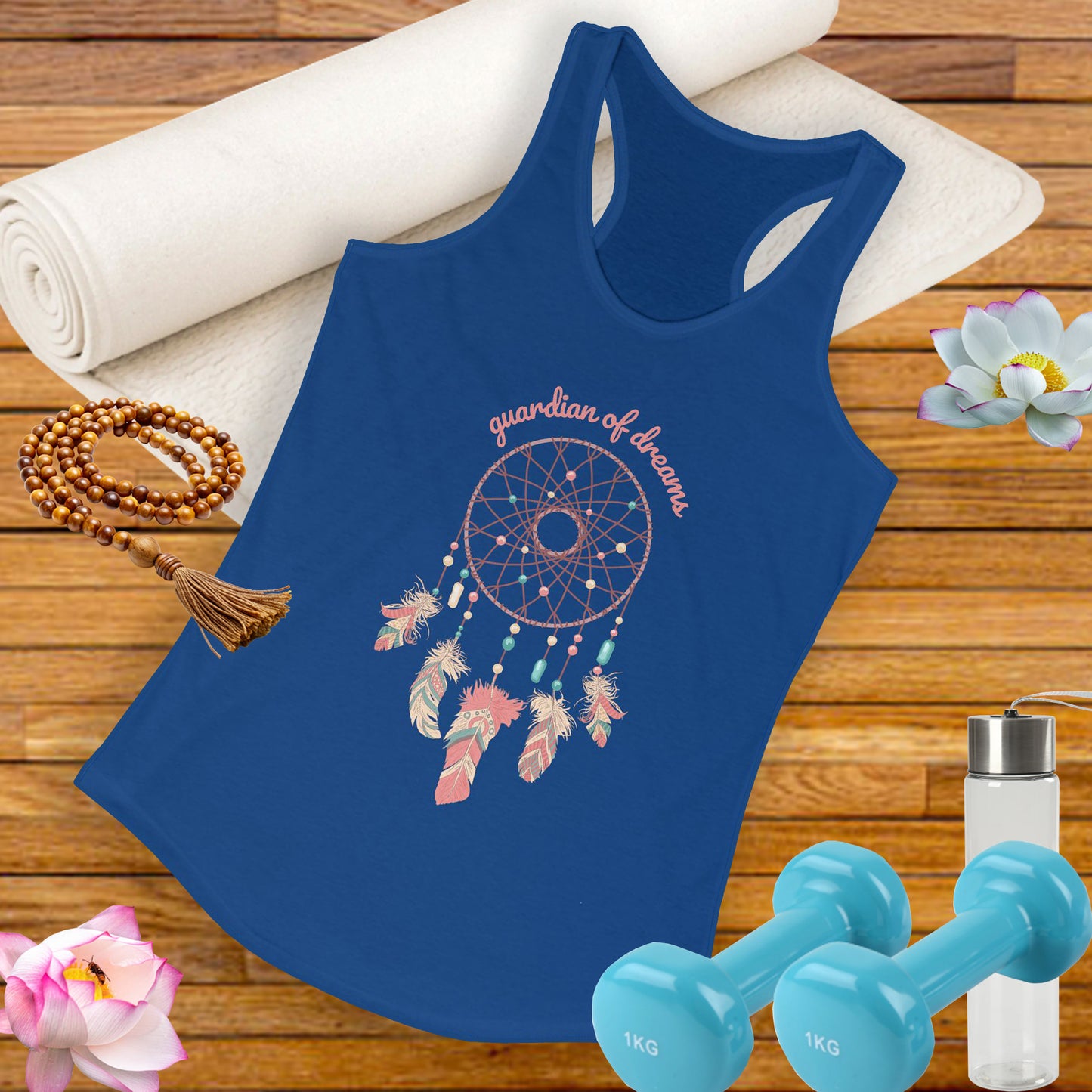 “Guardian of Dreams” Dreamcatcher Racerback Tank - BOHO-Chic Women’s Top for Active Souls