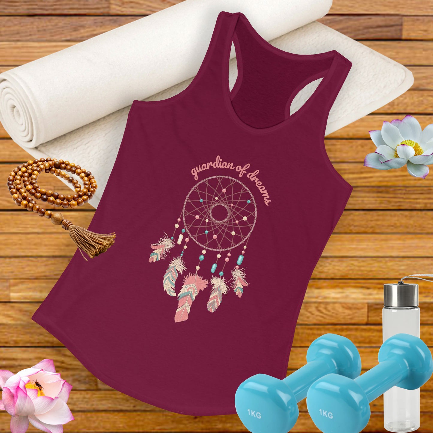 “Guardian of Dreams” Dreamcatcher Racerback Tank - BOHO-Chic Women’s Top for Active Souls