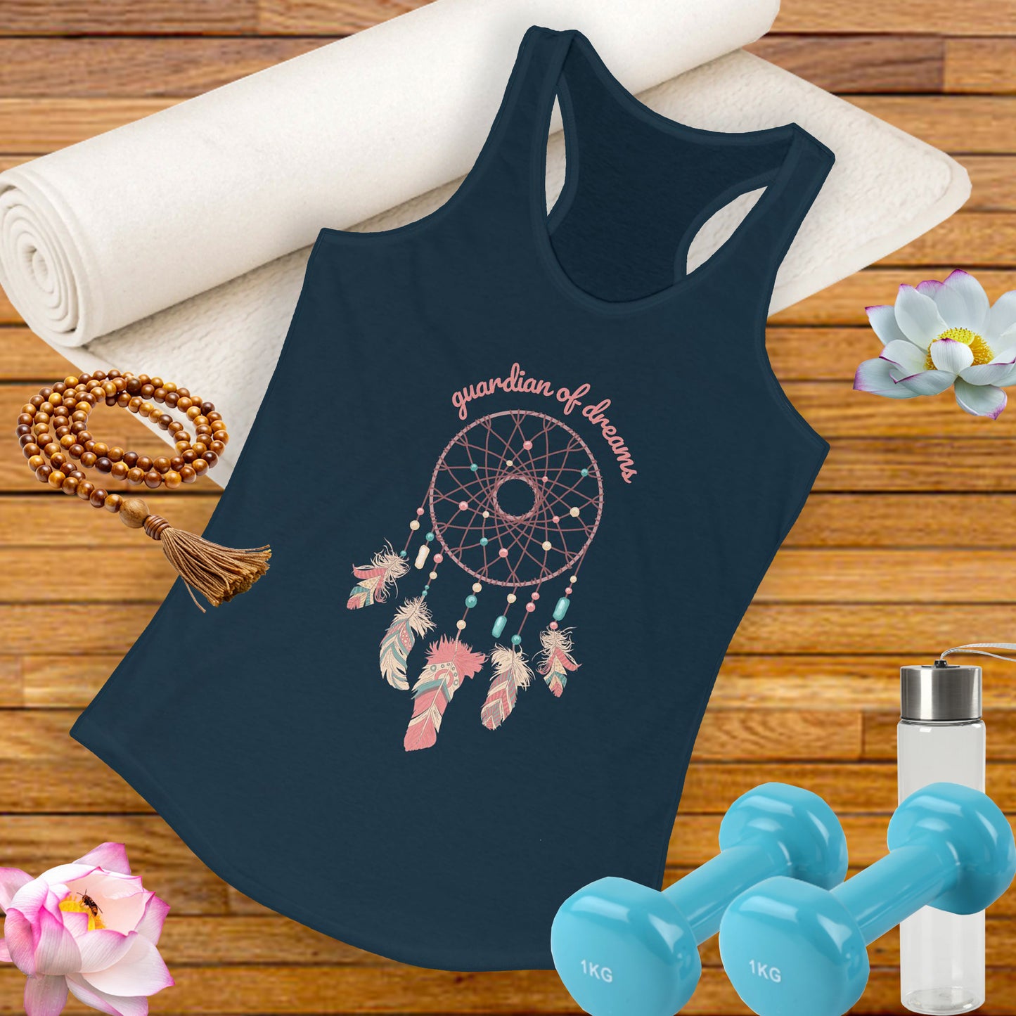 “Guardian of Dreams” Dreamcatcher Racerback Tank - BOHO-Chic Women’s Top for Active Souls