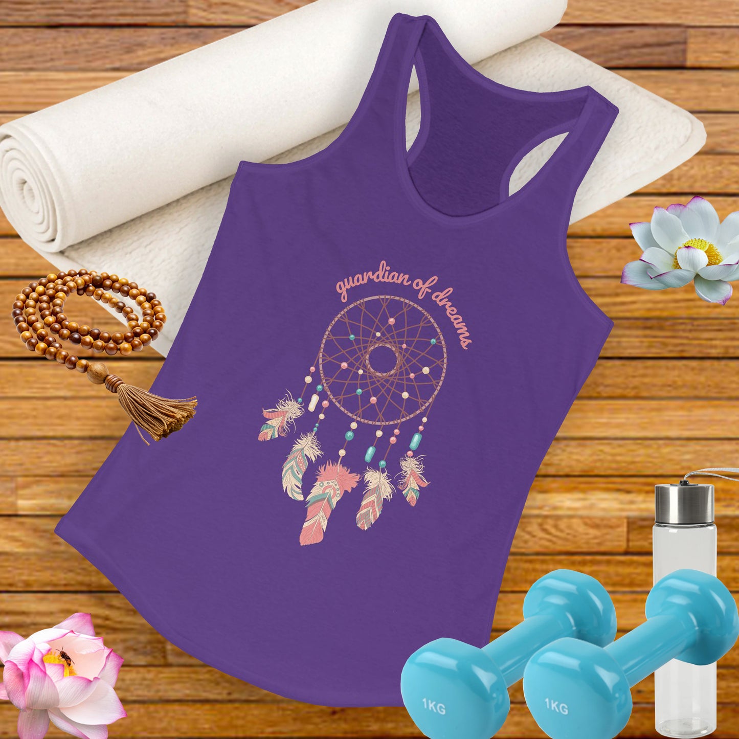 “Guardian of Dreams” Dreamcatcher Racerback Tank - BOHO-Chic Women’s Top for Active Souls