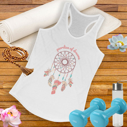 “Guardian of Dreams” Dreamcatcher Racerback Tank - BOHO-Chic Women’s Top for Active Souls