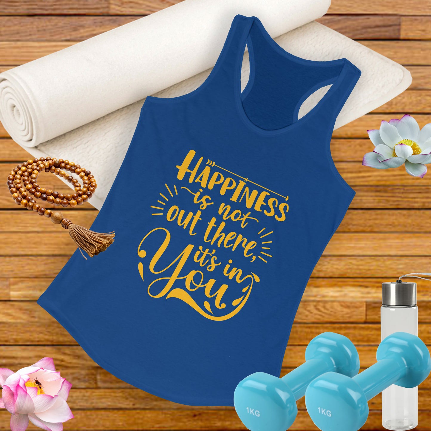 Happiness Within Racerback Tank – Inspirational Quote Women's Top