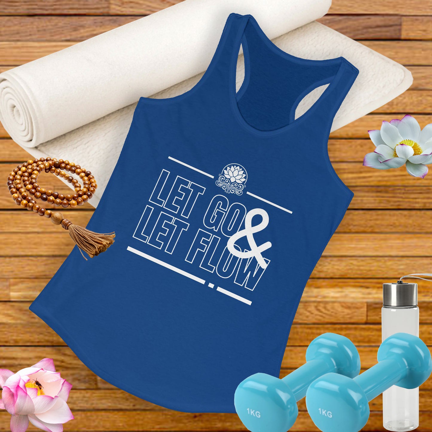 "Let Go & Let Flow" - Women's Racerback Tank Top - Surrender, Soften, Shine