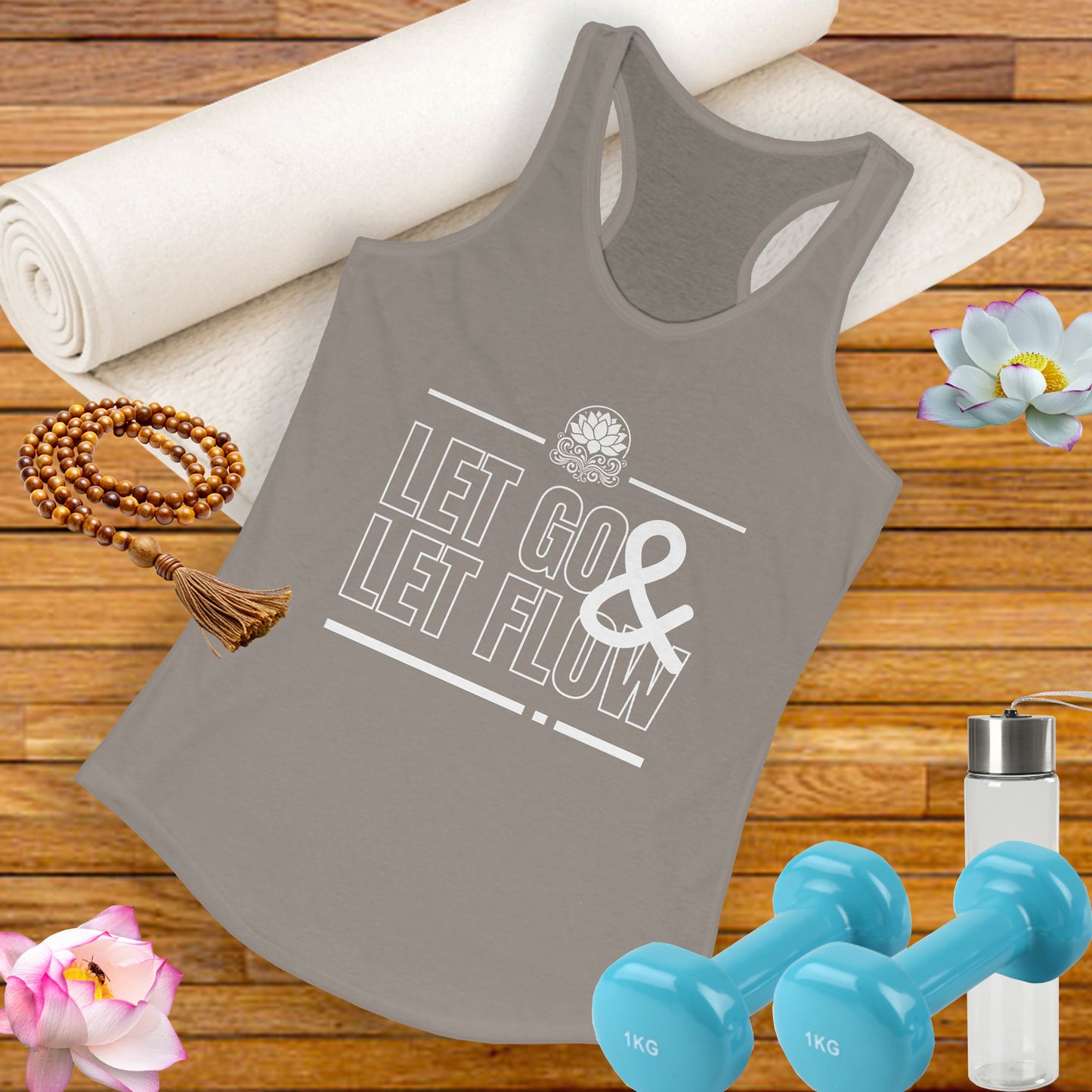 "Let Go & Let Flow" - Women's Racerback Tank Top - Surrender, Soften, Shine
