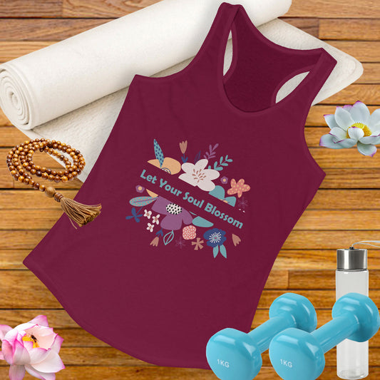 "Let Your Soul Blossom" Floral Racerback Tank Top