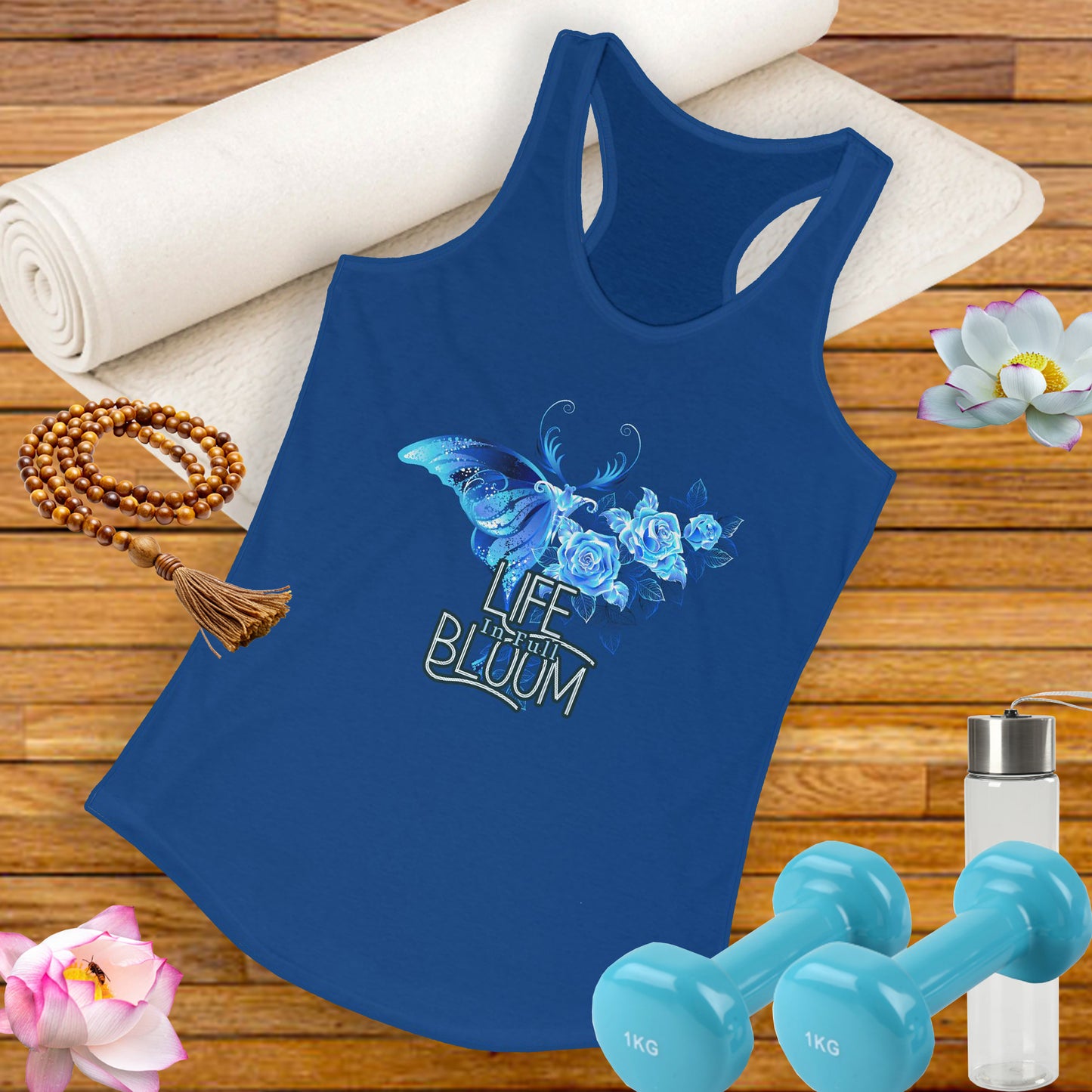 "Life in Full Bloom" Racerback Tank – Butterfly & Floral Wing Design