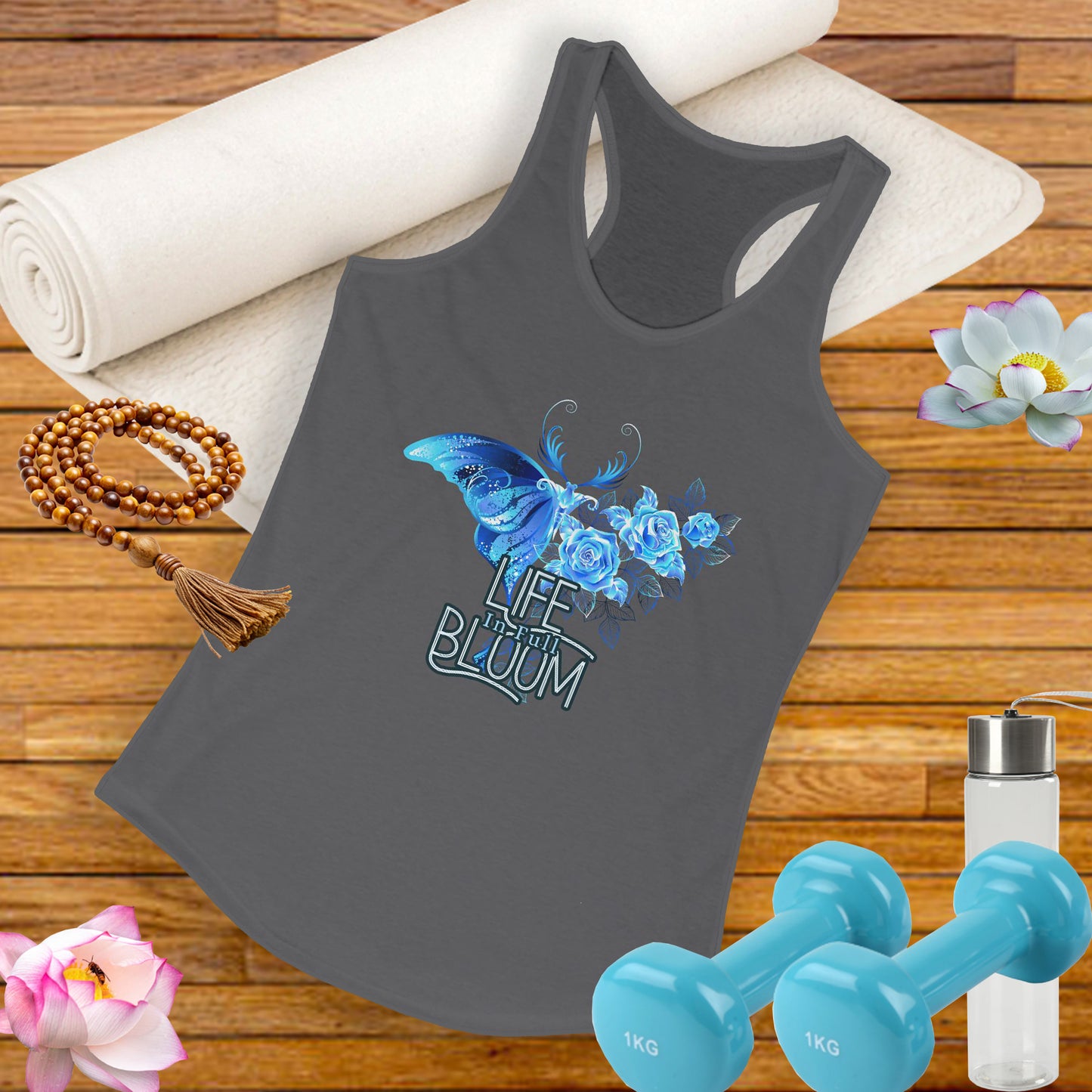 "Life in Full Bloom" Racerback Tank – Butterfly & Floral Wing Design
