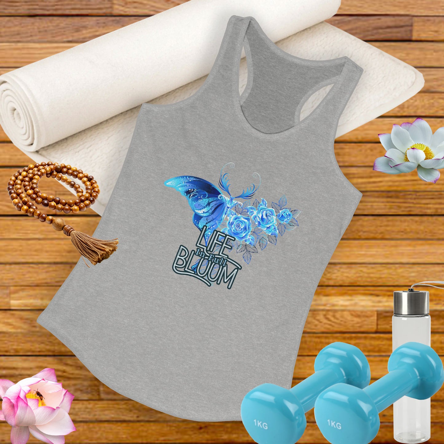 "Life in Full Bloom" Racerback Tank – Butterfly & Floral Wing Design