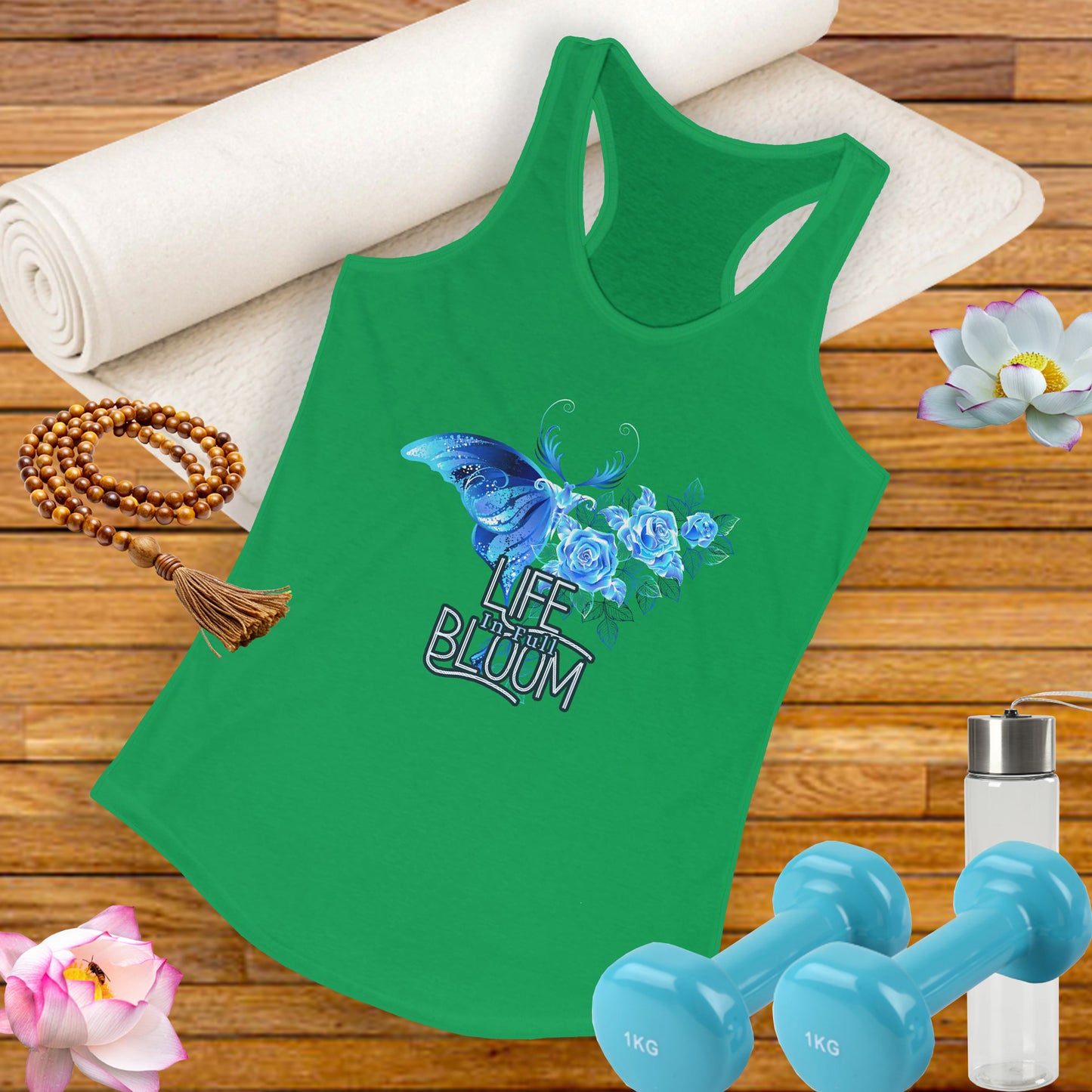 "Life in Full Bloom" Racerback Tank – Butterfly & Floral Wing Design