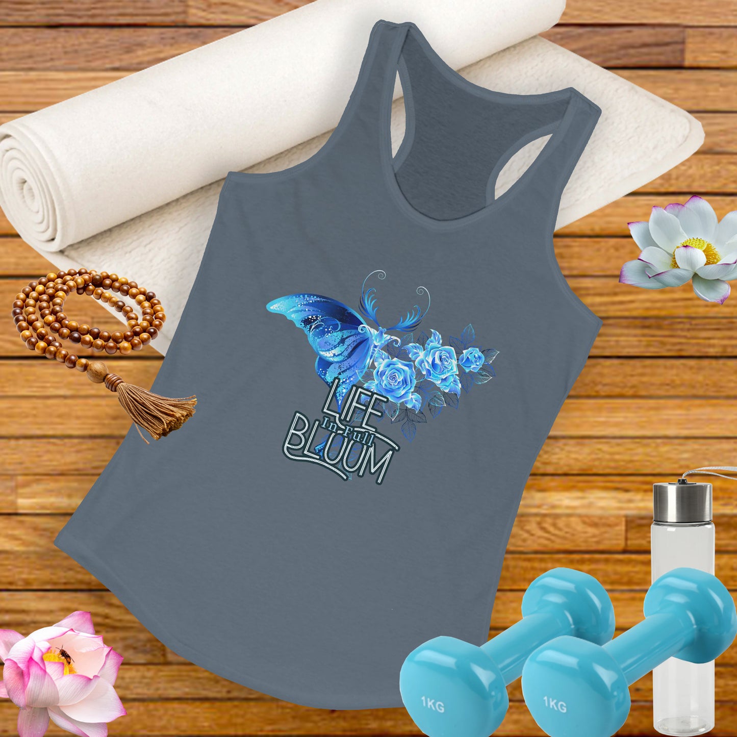 "Life in Full Bloom" Racerback Tank – Butterfly & Floral Wing Design