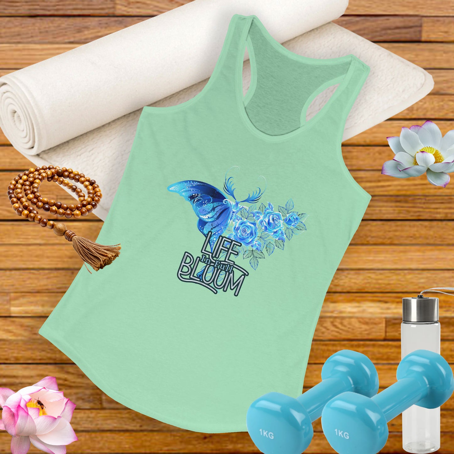 "Life in Full Bloom" Racerback Tank – Butterfly & Floral Wing Design