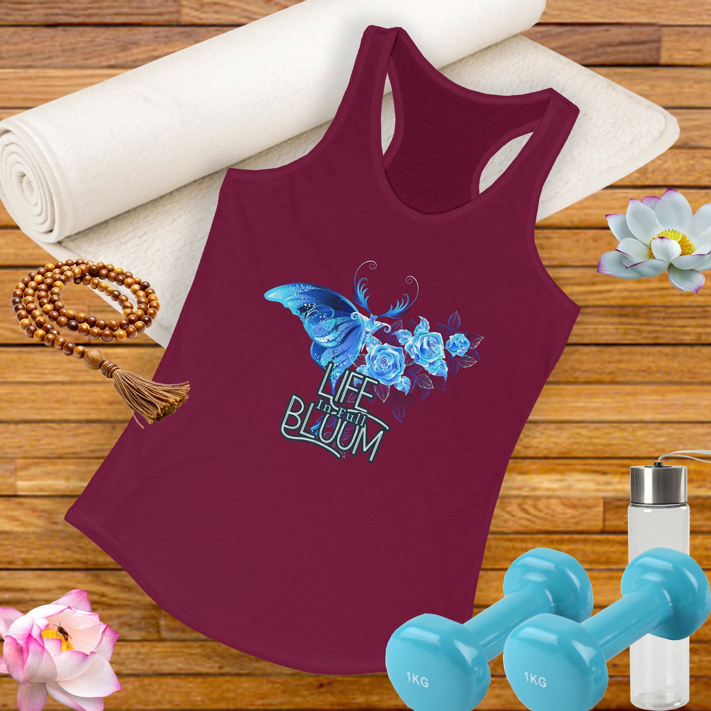 "Life in Full Bloom" Racerback Tank – Butterfly & Floral Wing Design