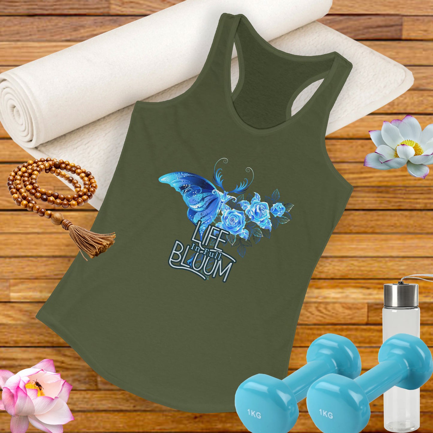 "Life in Full Bloom" Racerback Tank – Butterfly & Floral Wing Design