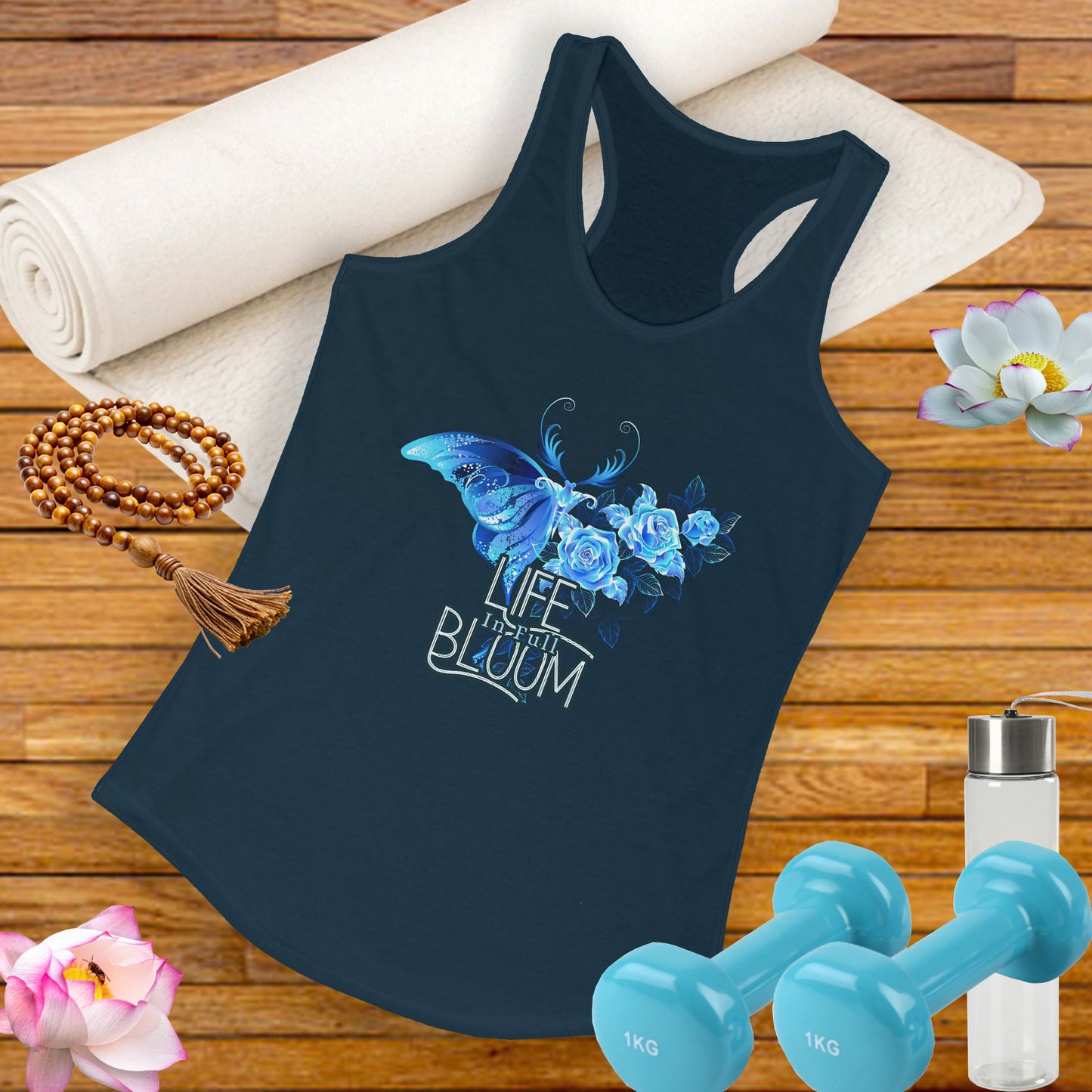 "Life in Full Bloom" Racerback Tank – Butterfly & Floral Wing Design