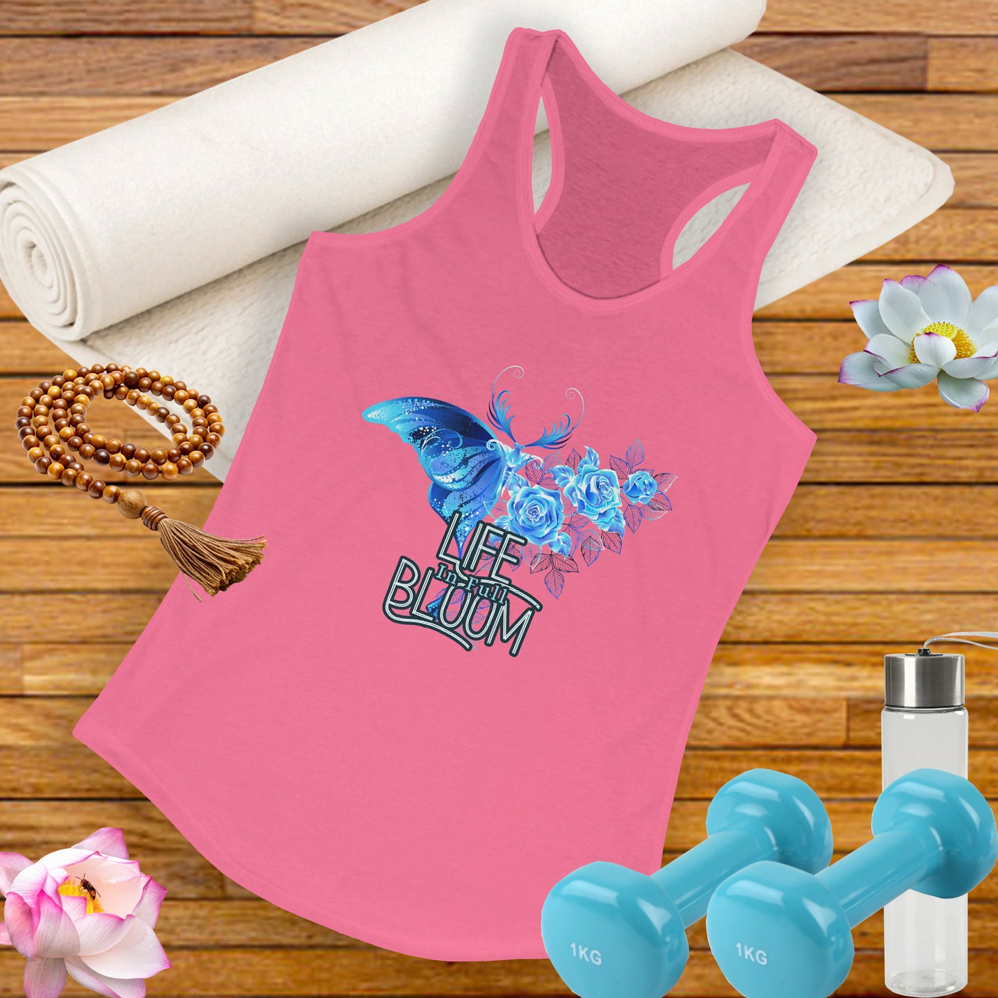 "Life in Full Bloom" Racerback Tank – Butterfly & Floral Wing Design