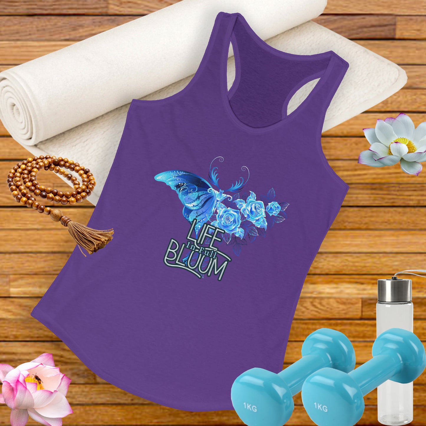 "Life in Full Bloom" Racerback Tank – Butterfly & Floral Wing Design