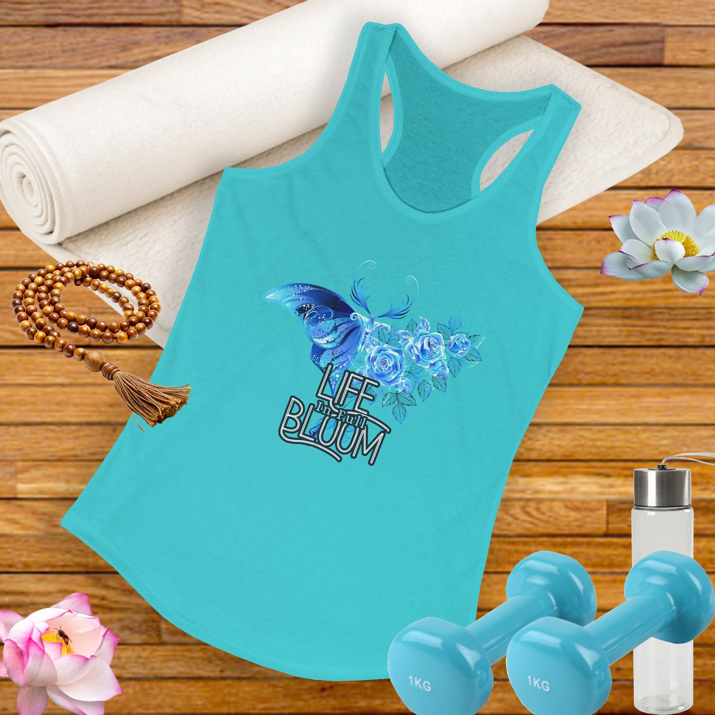 "Life in Full Bloom" Racerback Tank – Butterfly & Floral Wing Design