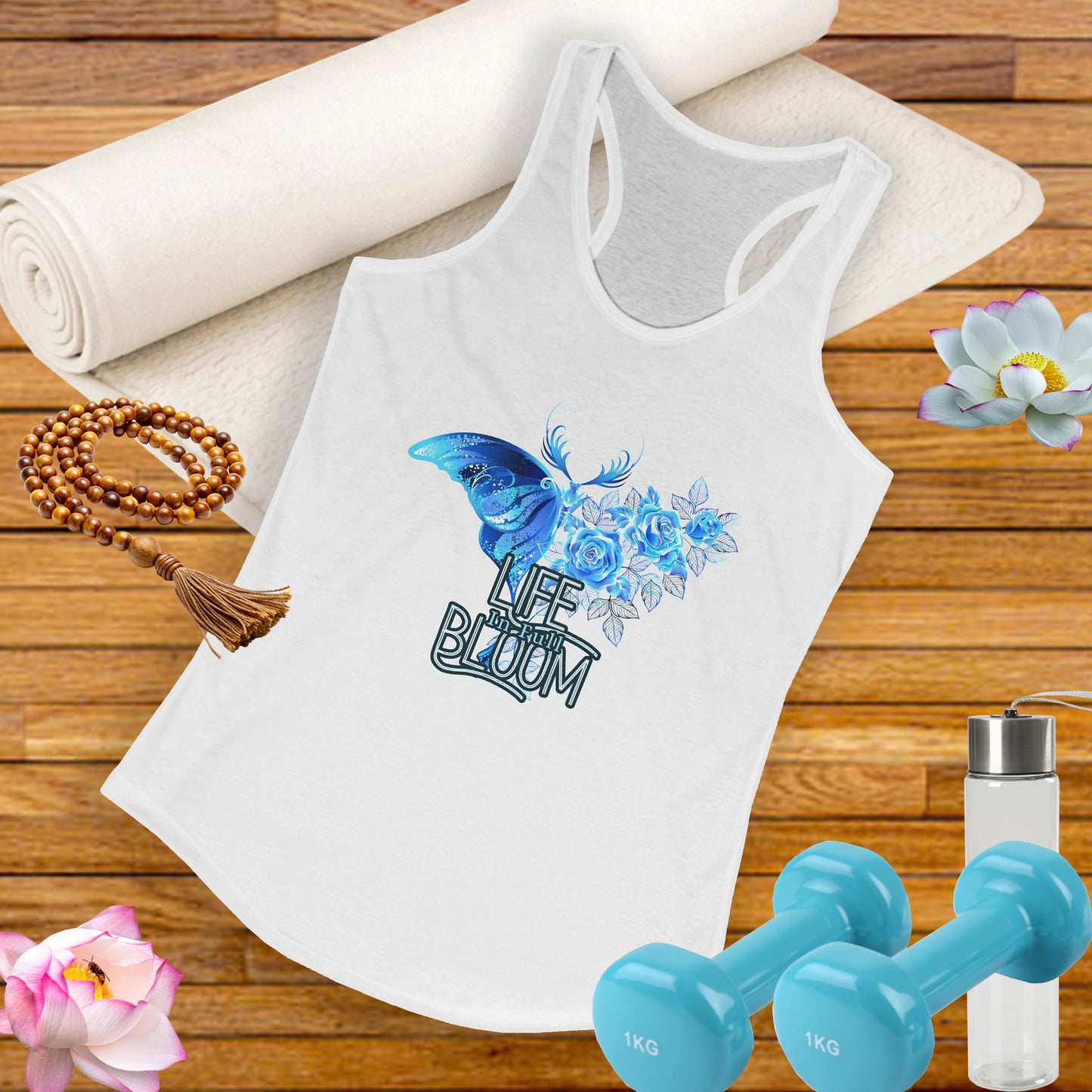 "Life in Full Bloom" Racerback Tank – Butterfly & Floral Wing Design