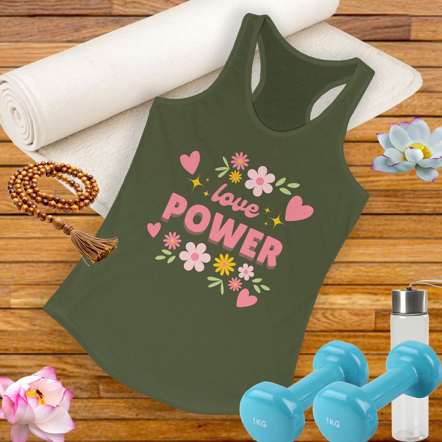 "Love Power" Racerback Tank – Feminine Strength Meets Heartfelt Style