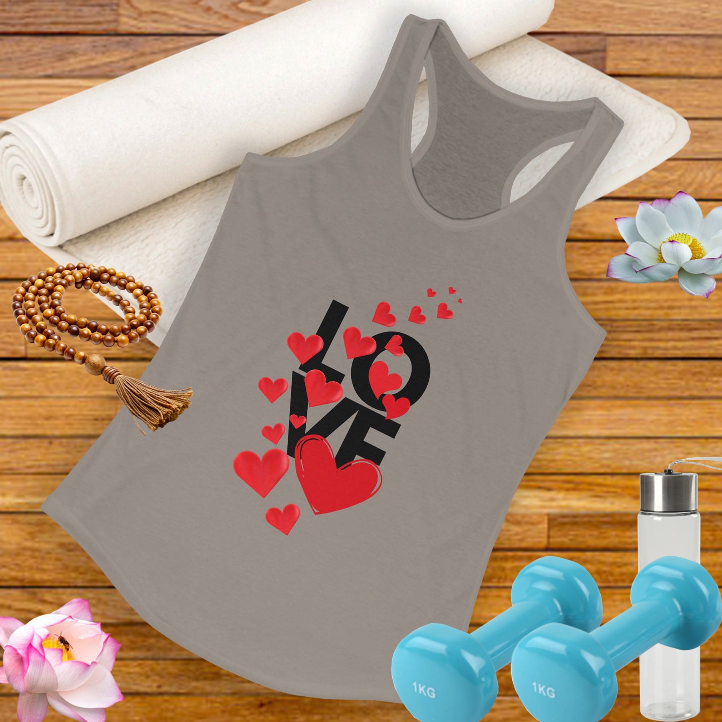 "LOVE & Hearts" Racerback Tank – Radiate Warmth, Joy, and Effortless Style