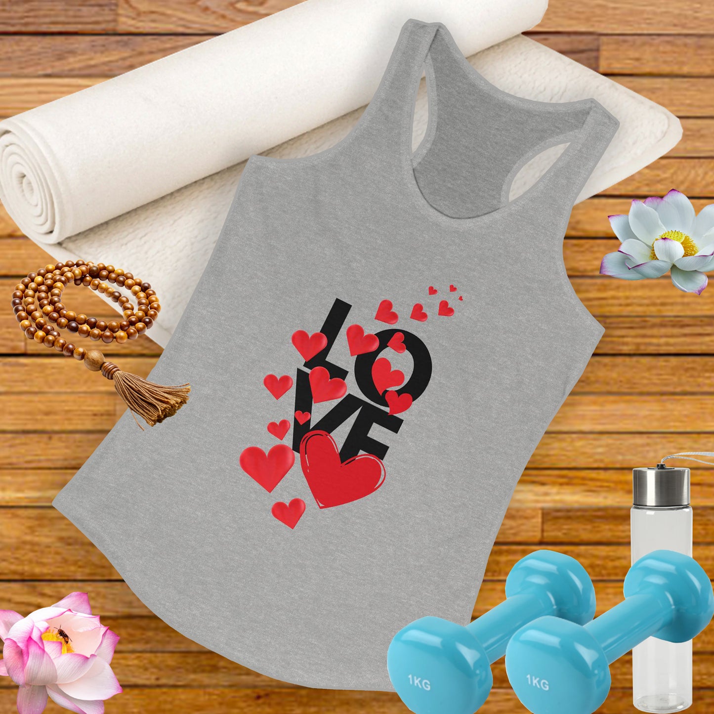 "LOVE & Hearts" Racerback Tank – Radiate Warmth, Joy, and Effortless Style