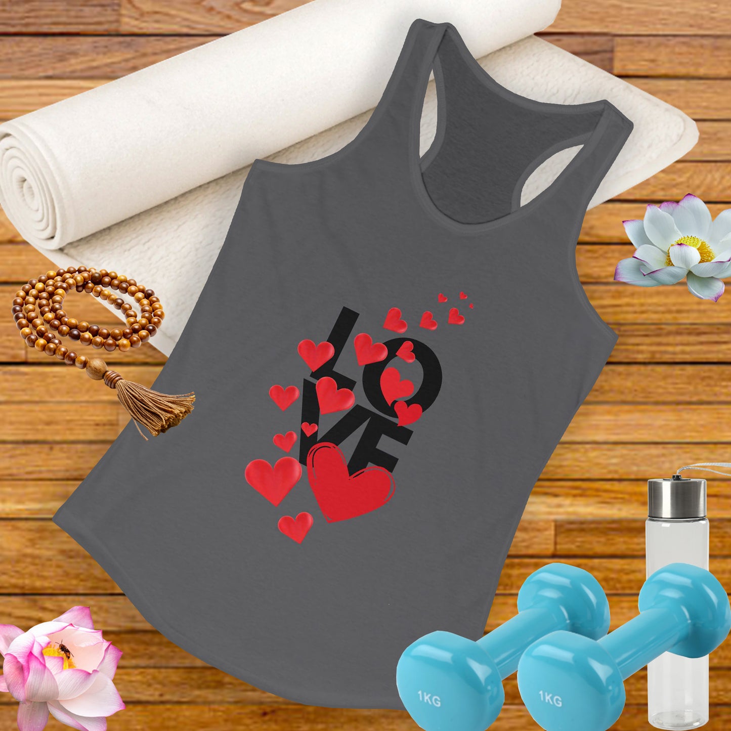 "LOVE & Hearts" Racerback Tank – Radiate Warmth, Joy, and Effortless Style