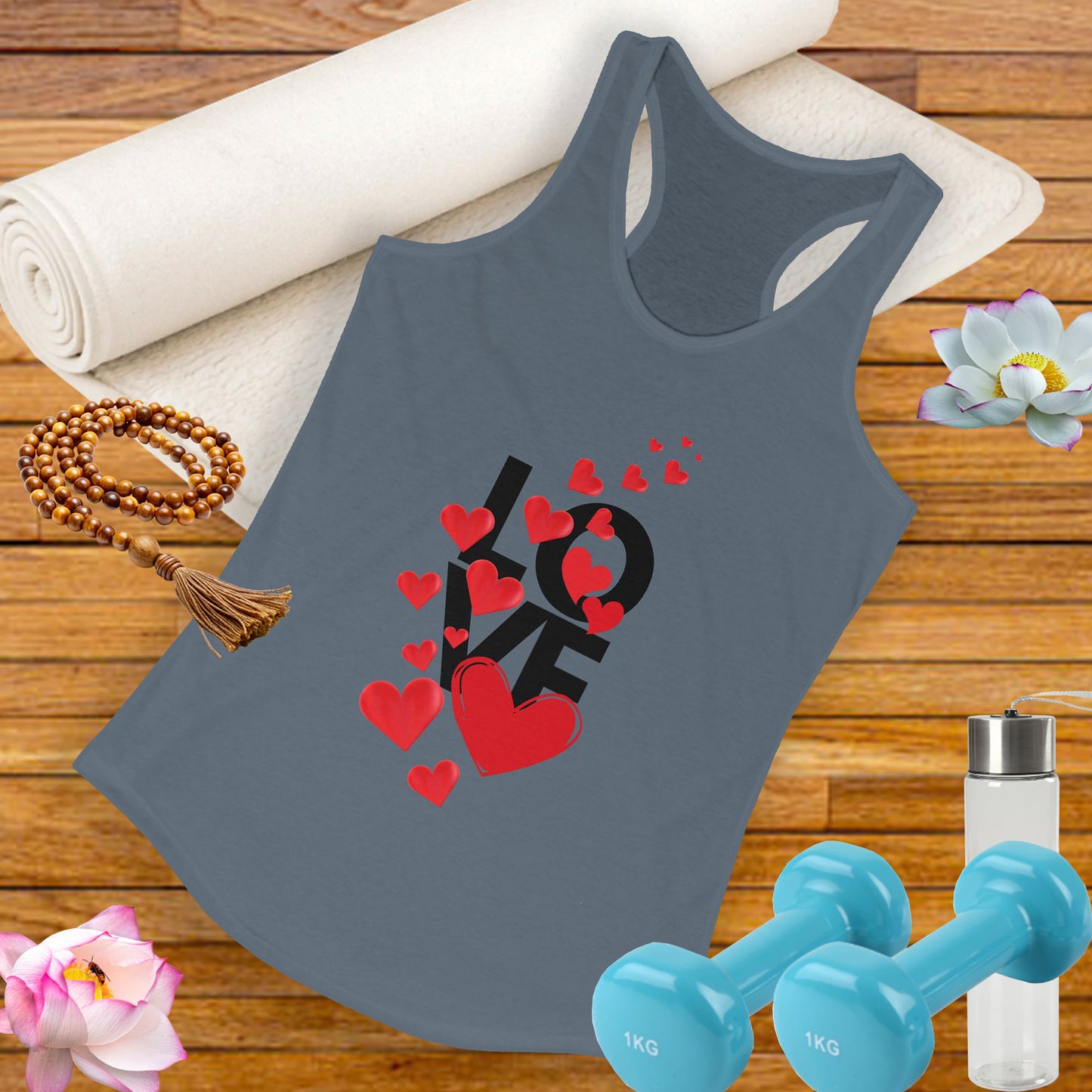 "LOVE & Hearts" Racerback Tank – Radiate Warmth, Joy, and Effortless Style