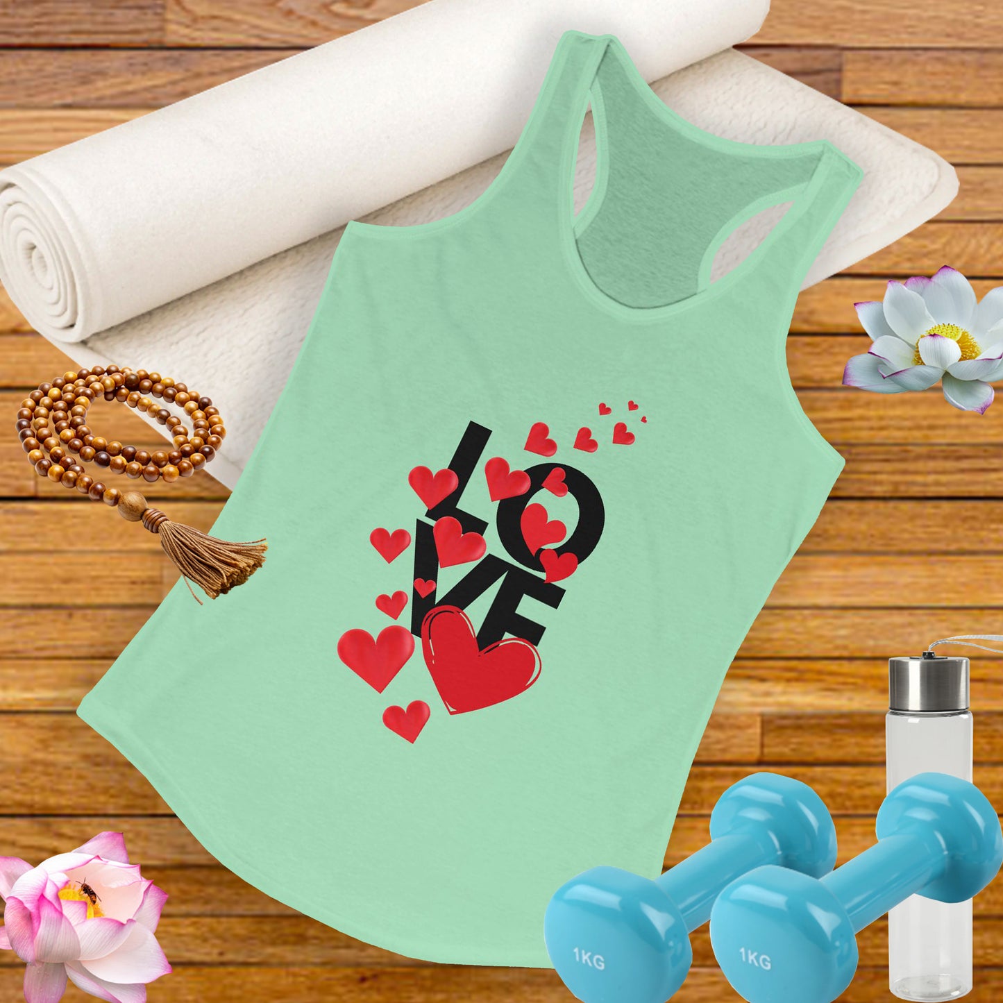 "LOVE & Hearts" Racerback Tank – Radiate Warmth, Joy, and Effortless Style