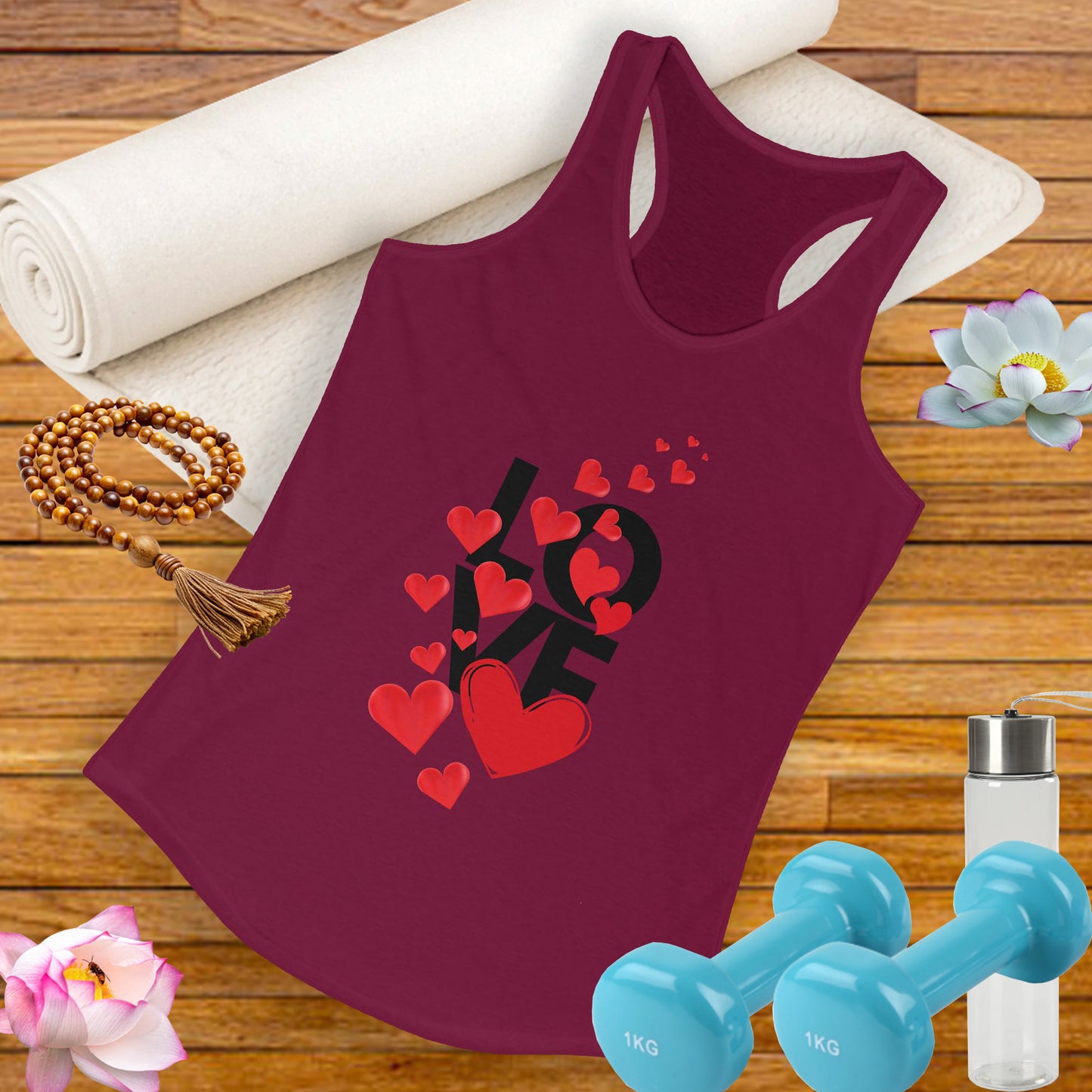 "LOVE & Hearts" Racerback Tank – Radiate Warmth, Joy, and Effortless Style