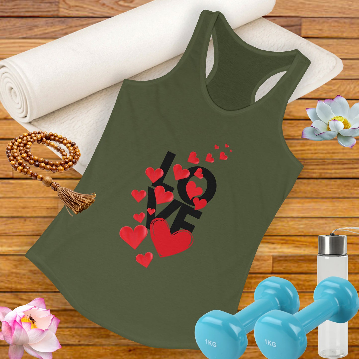 "LOVE & Hearts" Racerback Tank – Radiate Warmth, Joy, and Effortless Style