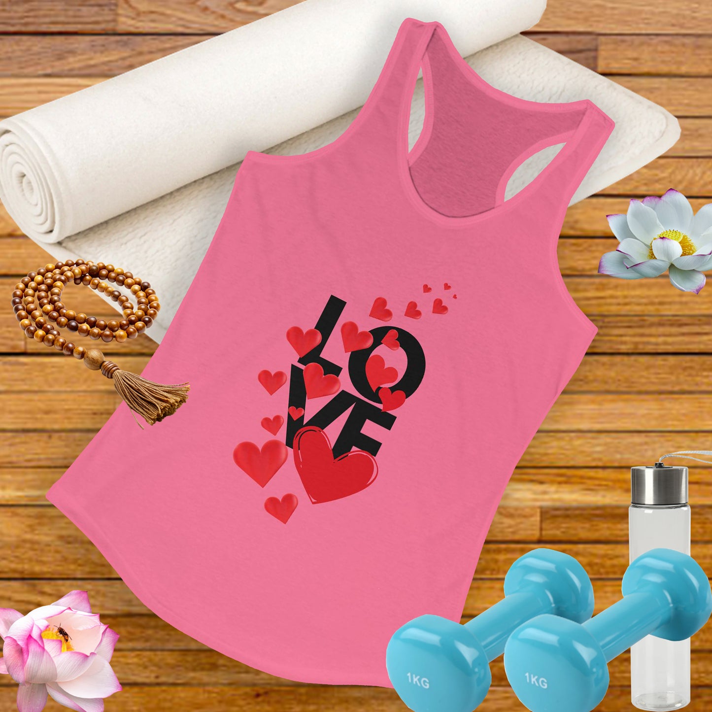 "LOVE & Hearts" Racerback Tank – Radiate Warmth, Joy, and Effortless Style