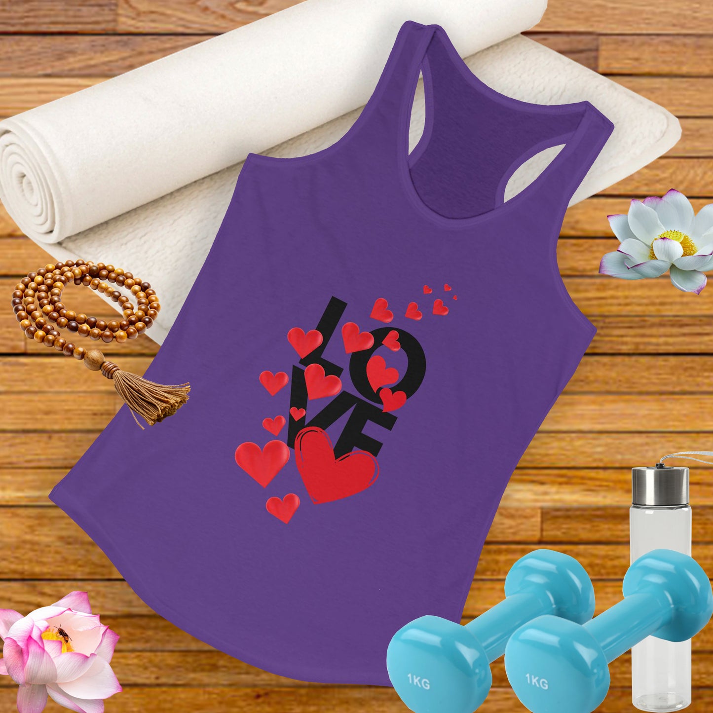 "LOVE & Hearts" Racerback Tank – Radiate Warmth, Joy, and Effortless Style