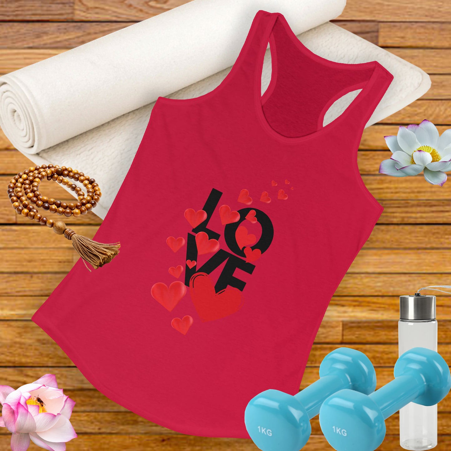 "LOVE & Hearts" Racerback Tank – Radiate Warmth, Joy, and Effortless Style