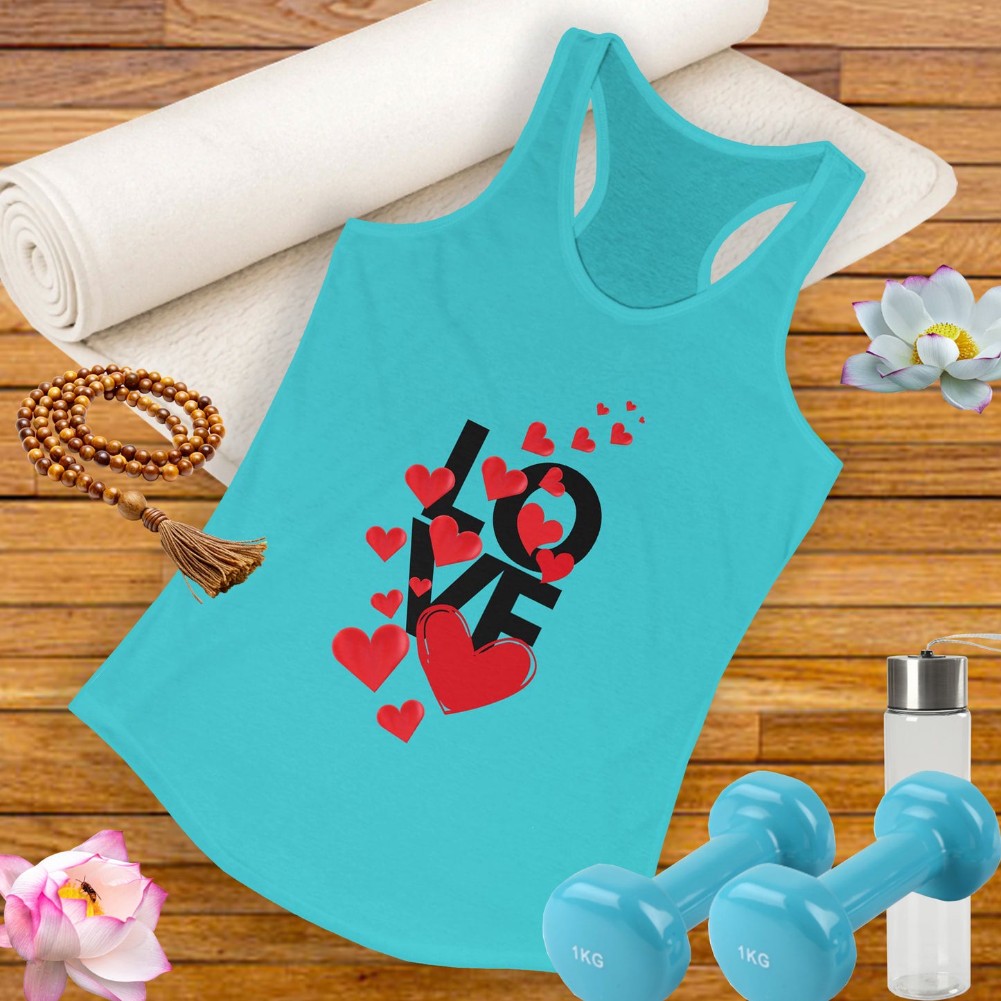 "LOVE & Hearts" Racerback Tank – Radiate Warmth, Joy, and Effortless Style