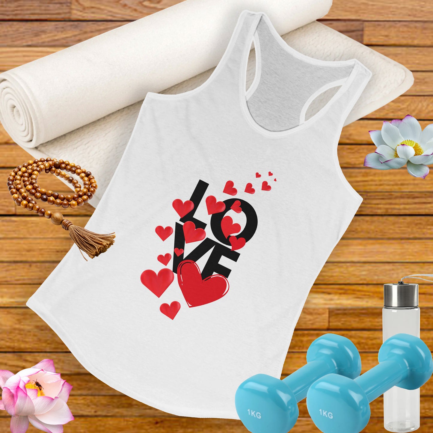 "LOVE & Hearts" Racerback Tank – Radiate Warmth, Joy, and Effortless Style